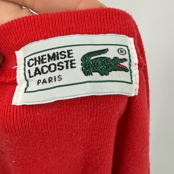 Chemise Lacoste Paris Vintage V-Neck Sleeveless Tank Top | Red | Medium - Picture 4 of 5